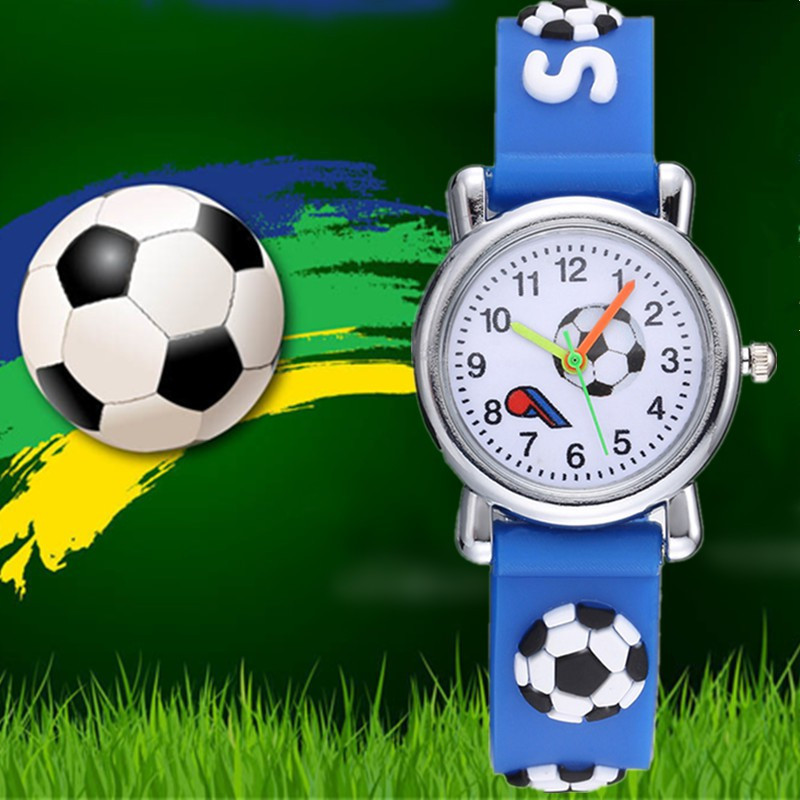 Moda Rel Gios Esporte Infantil De Silicone Rel Gio De Quartzo Do Desento 3d Futebol Para Meninos