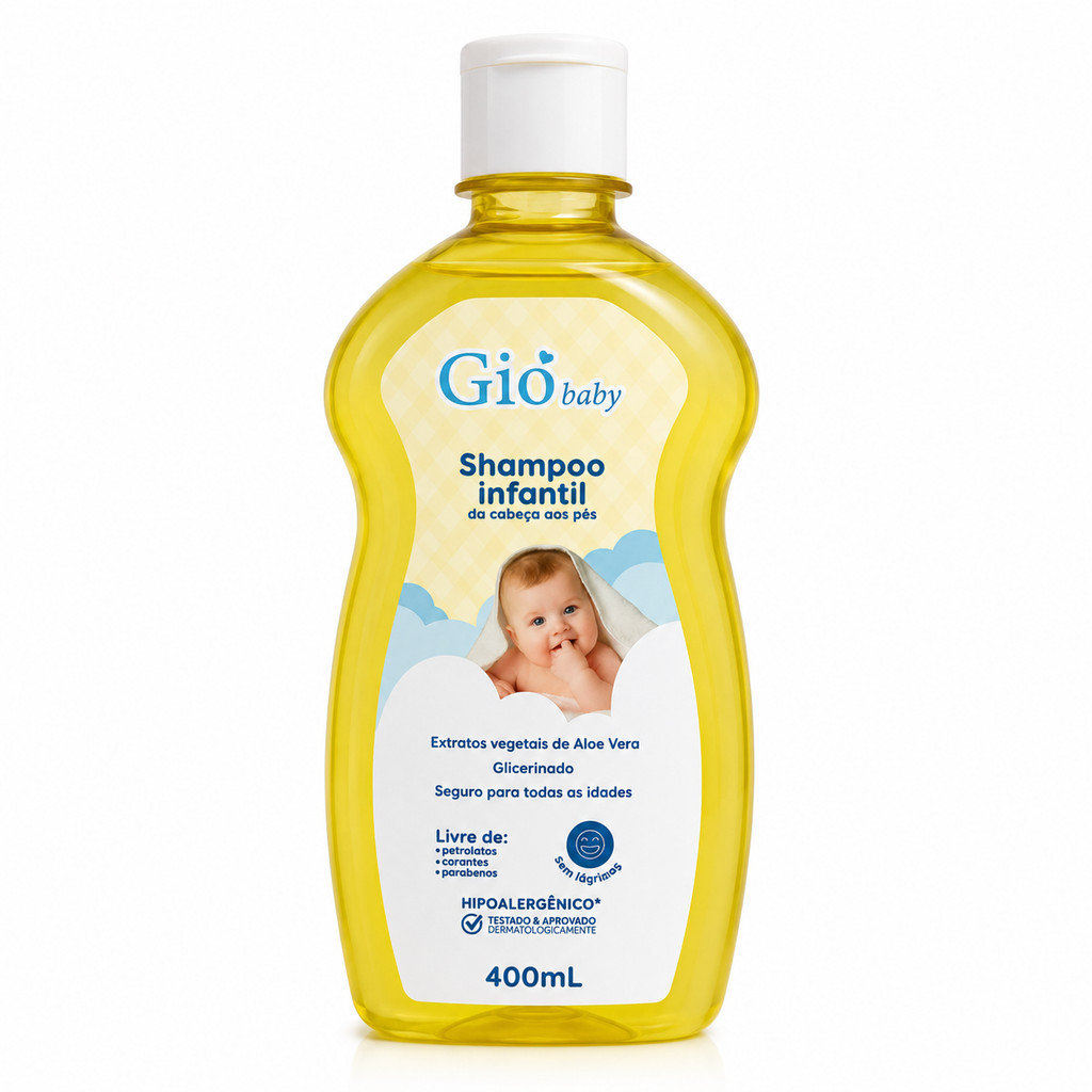 Shampoo Infantil 400ml - Hidratação Brilho Aloe Vera - Gió Baby
