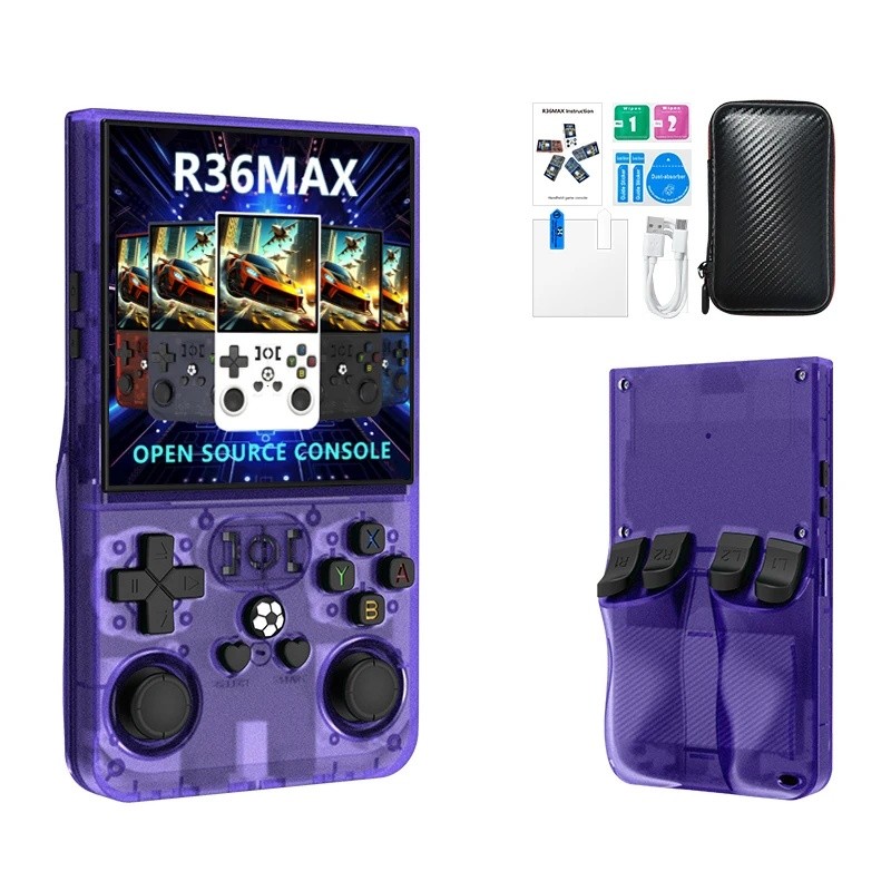 R36 Max Retro Console De Videogame Consola Portátil Jogador De Jogo Android Linux Sistema 4.0 Polegada Tela IPS 64GB 128