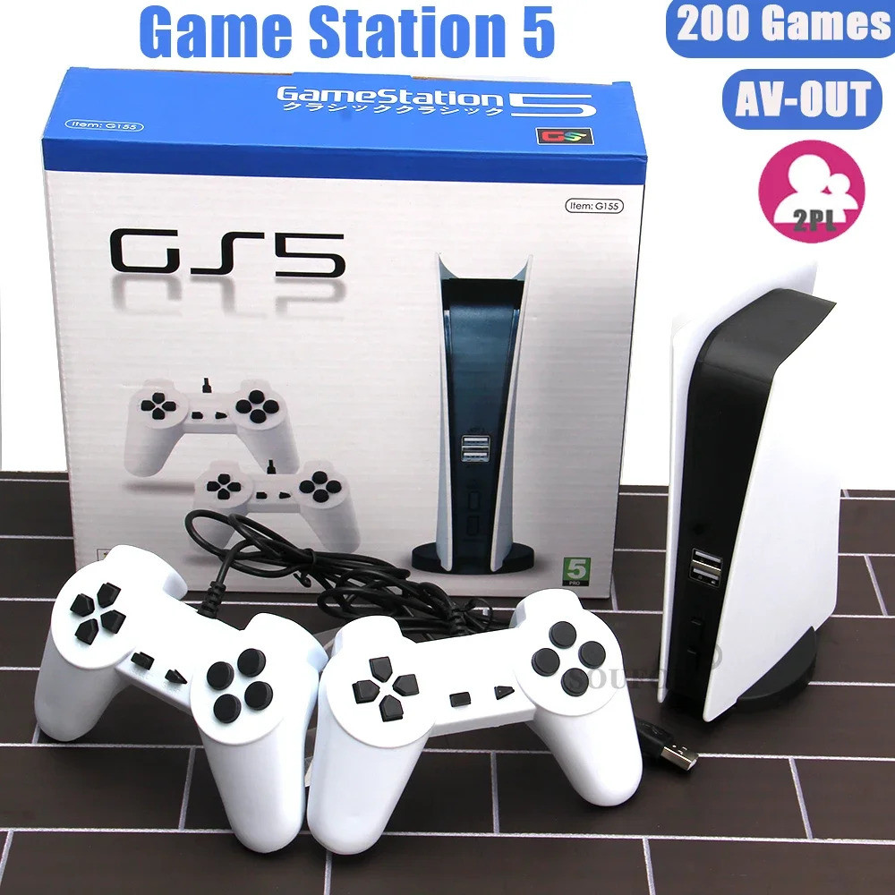 GS5 Game Station 5 Console De Videogame Com 200 Jogos Clássicos 8 Bits TV Consola Retro USB Fio Portátil Dois Jogadores