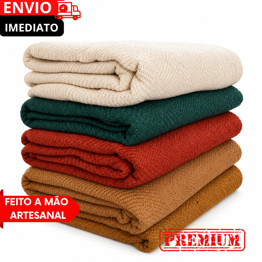Manta Capa para sofá Decorativa Boho Artesanal 1,20mX1,80m + Capa Almofada Luxo Ideal Pra Quartos e Salas 100% algodão