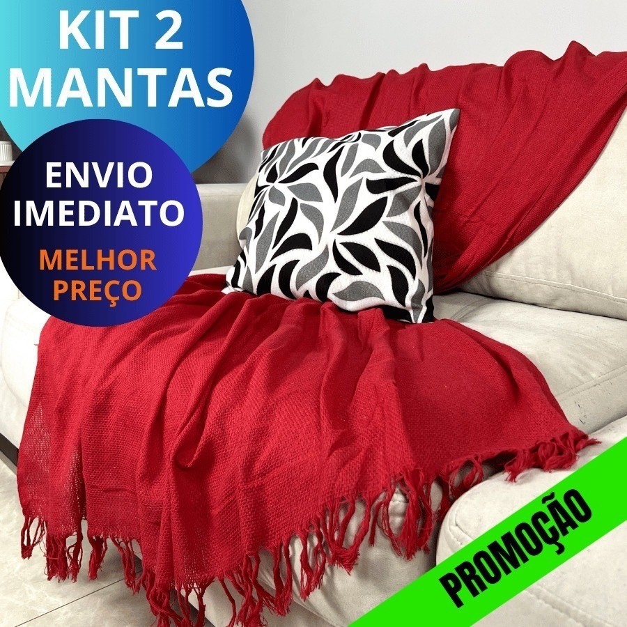 KIT 2 Mantas Para Sofá  2,10m x 1,20 m Algodão Decorativa Artesanal | Cobre Sofá e Colchão PROMO
