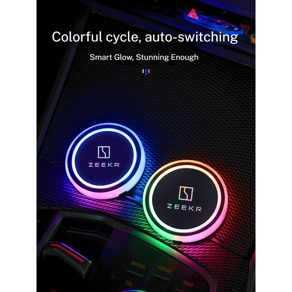 Para ZEEKR 001 007 009 001FR 007GT X MIX 7X 9X 7 Cores Carro LED Suporte De Copo Luzes