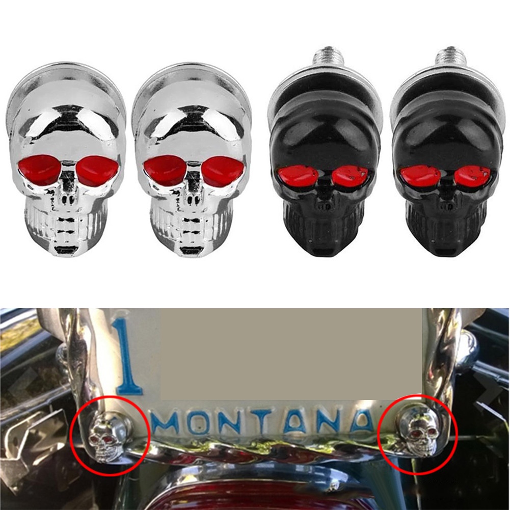 GS 2Pcs Skull Placa De Carro Parafusos Da Tampa Do Crânio Motocicleta Auto
