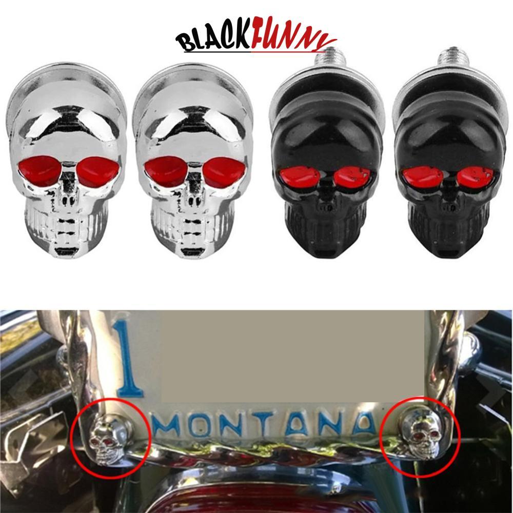 BLACKFUNNY 2 Pçs Crânio Placa De Licença Quadro Parafusos Prendedor Tampa Motocicleta Carro Caminhão Auto C3P7