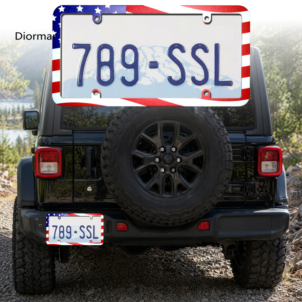 Abs License Plate Frame Car Holder 2pcs Us Flag Patriotic American Tag Covers Star Stripes Auto for Cars for Southeast