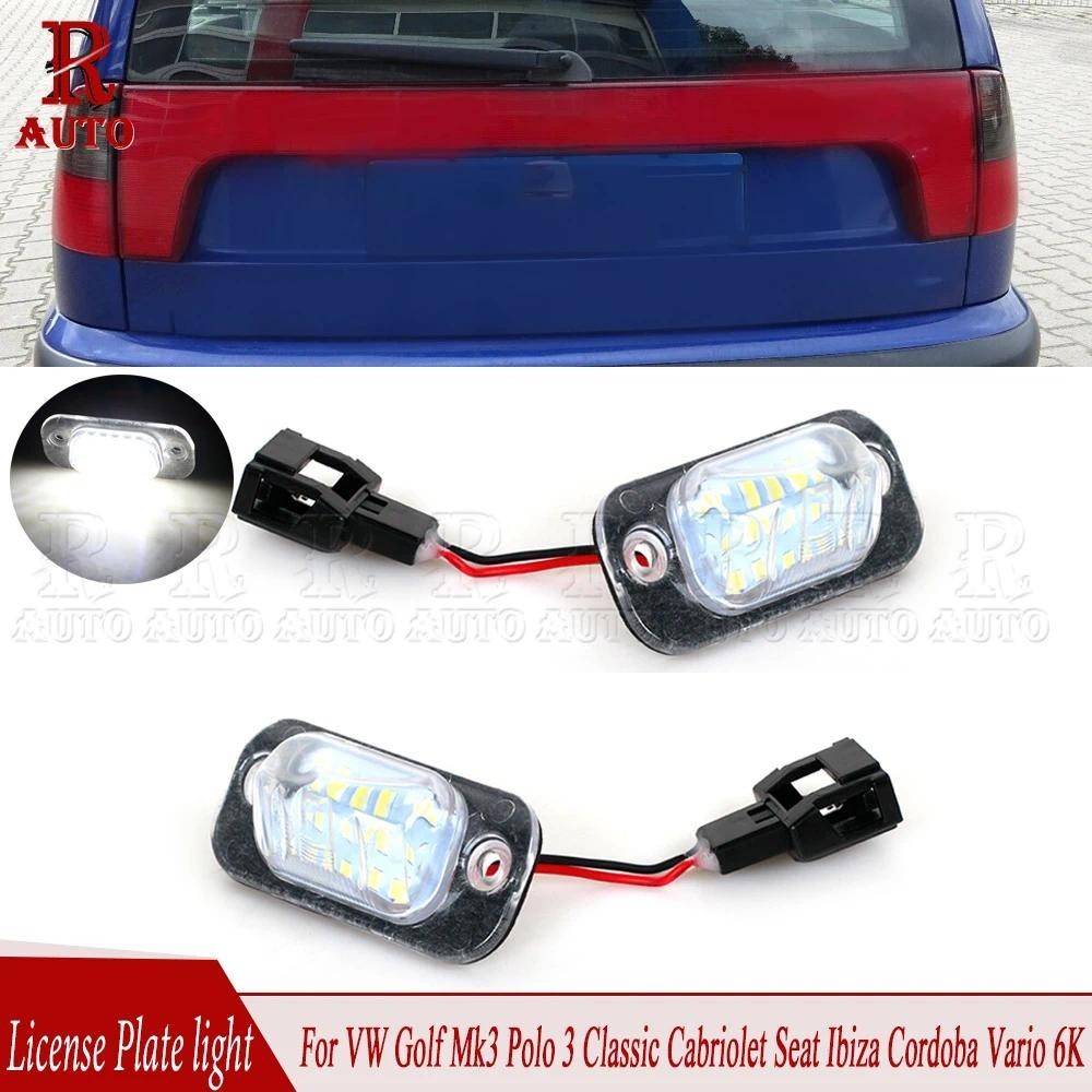 R-AUTO Luzes Da Placa De Licença Lâmpada Um Par Branco LED Número Para VW Golf Mk3 Polo 3 Clássico Cabriolet Assento Ibi