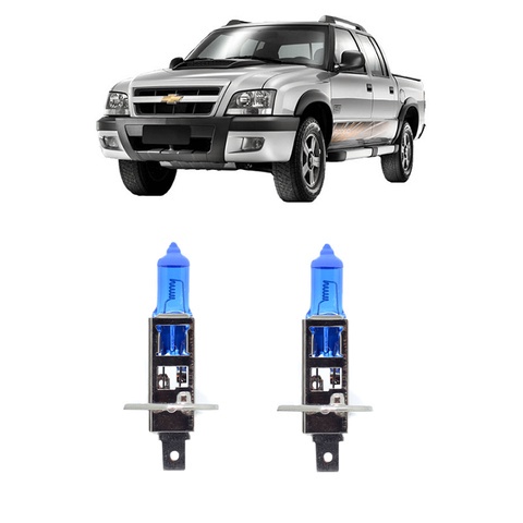Par Lampada Super Branca Farol de Milha S10 2001 a 2011 8500k H1