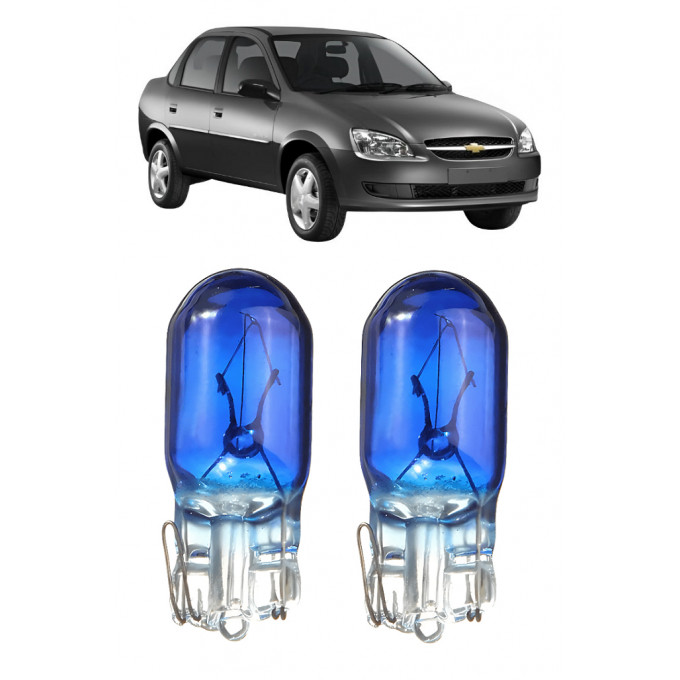 Par Lampada Pingo T10 Super Branca Corsa Classic Farol Teto Placa 5w