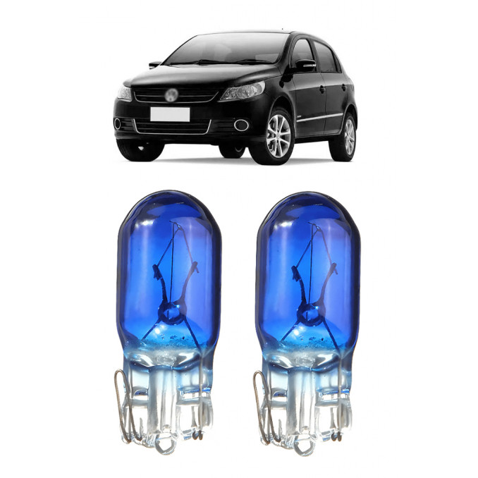 Par Lampada Pingo T10 Super Branca Gol G2 G3 G4 G5 G6 Farol Teto Placa 5w
