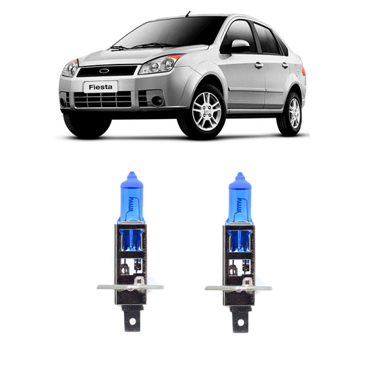 Par Lampada Super Branca Farol Alto Fiesta 2007 2008 2009 2010 8500k H1