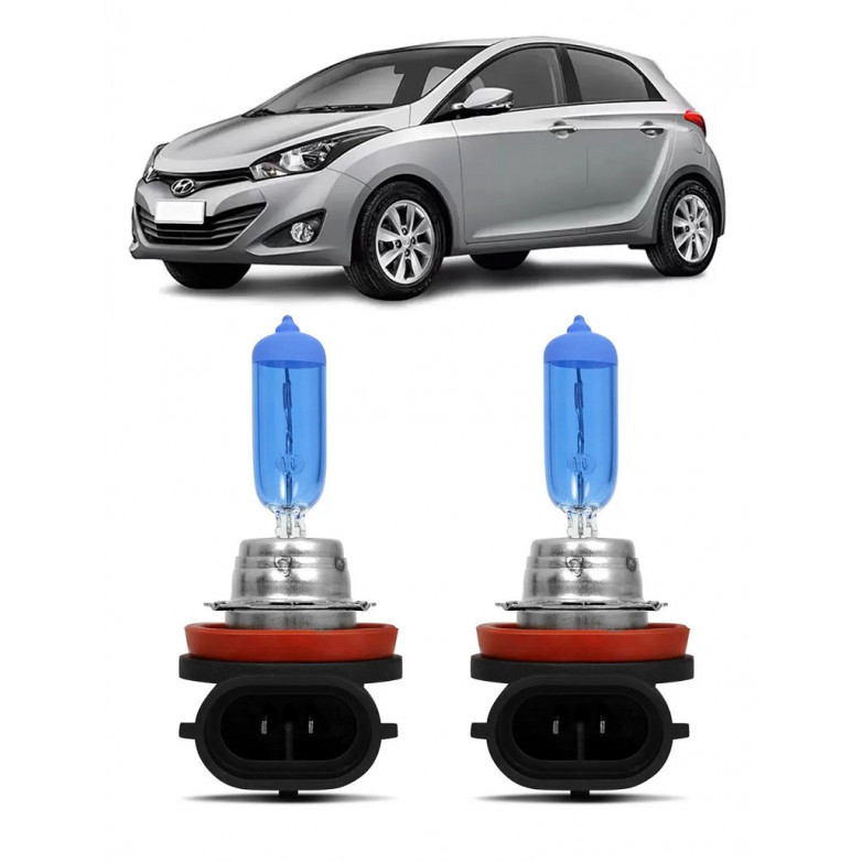 Par Lampada Super Branca Farol de Milha HB20 2012 2013 2014 2015 2016 2017 H8 8500K