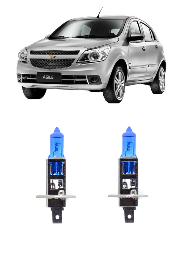 Par Lampada Super Branca Farol Alto Agile Montana 2011 2012 2013 2014 2015 2016 8500k H1