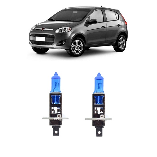 Par Lampada Super Branca Farol Alto Palio 2012 2013 2014 2015 2016 2017 2018 8500k H1