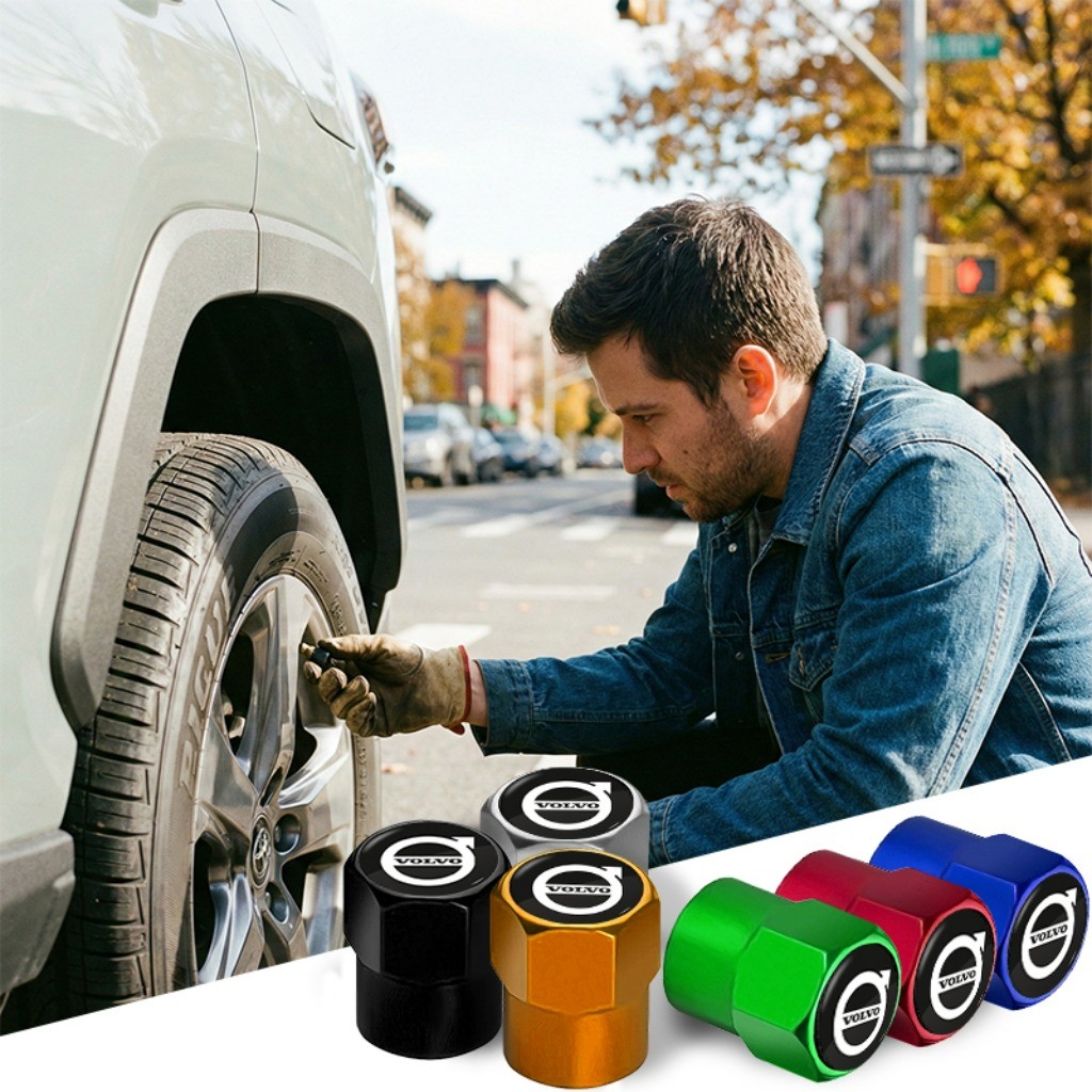Kit com 4 Liga de Alumínio Bico de Válvula Universal Tampa de Válvula Acessórios Automotivos For Volvo XC60 XC40 XC90 C4