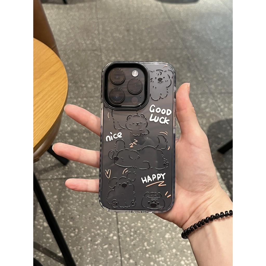 Black Line Dog Adequado para Apple 17promax Capa de telefone iPhone17 Exclusivo 14pro Creative Niche 11 Preto Borda resi