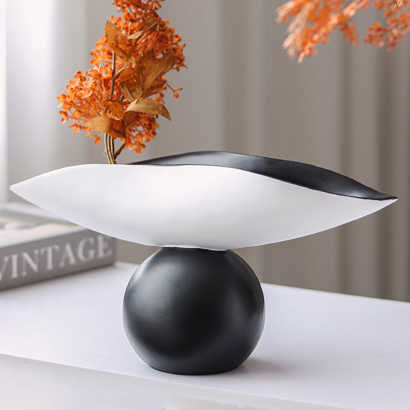 Simple modern creative spherical black and white color block tray, living room coffee table decoration, hotel art decora