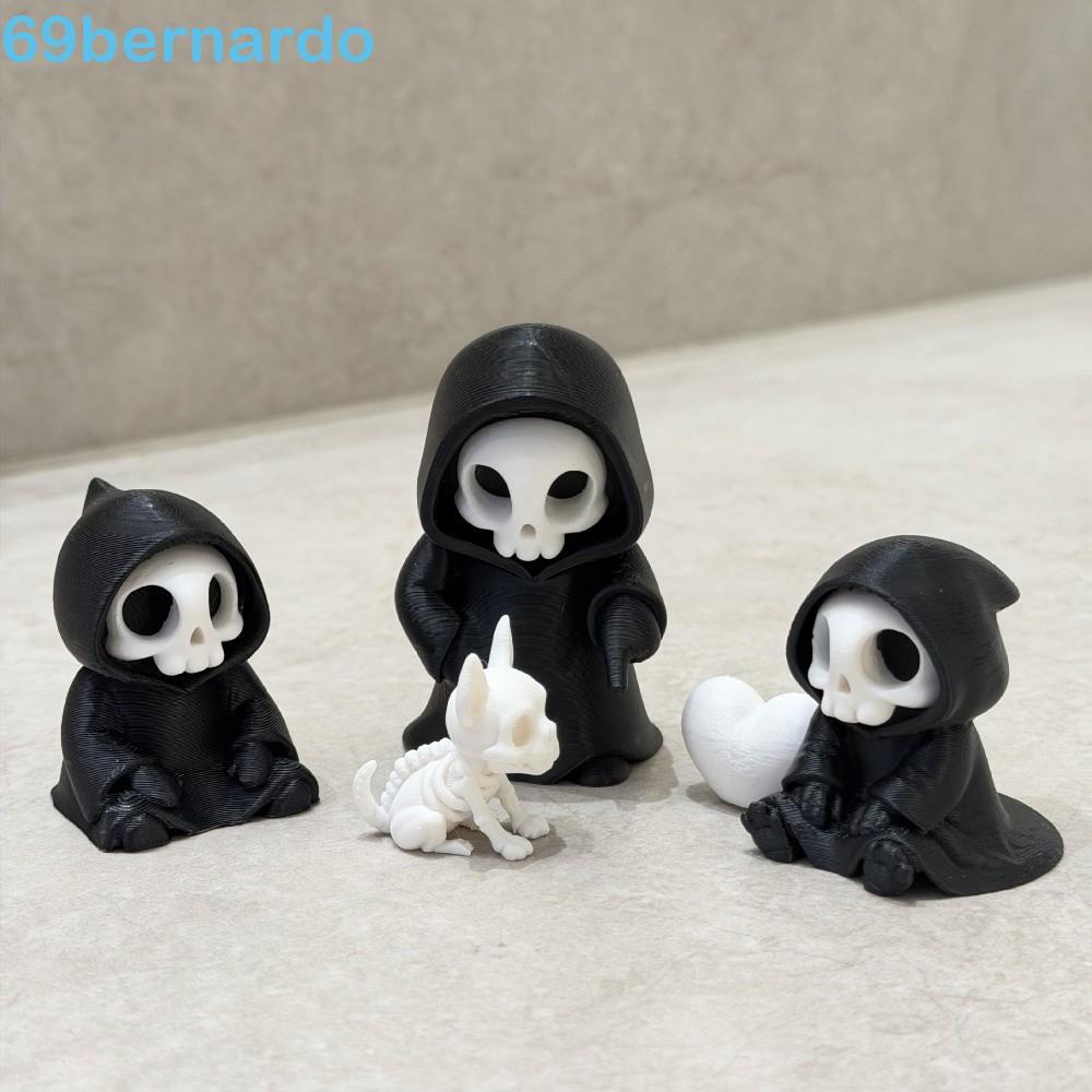 Estatueta De Esqueleto BERNARDO , Brinquedo PLA Cute Grim Reaper , Chibi Black Creative 3D Impresso Boneca Férias