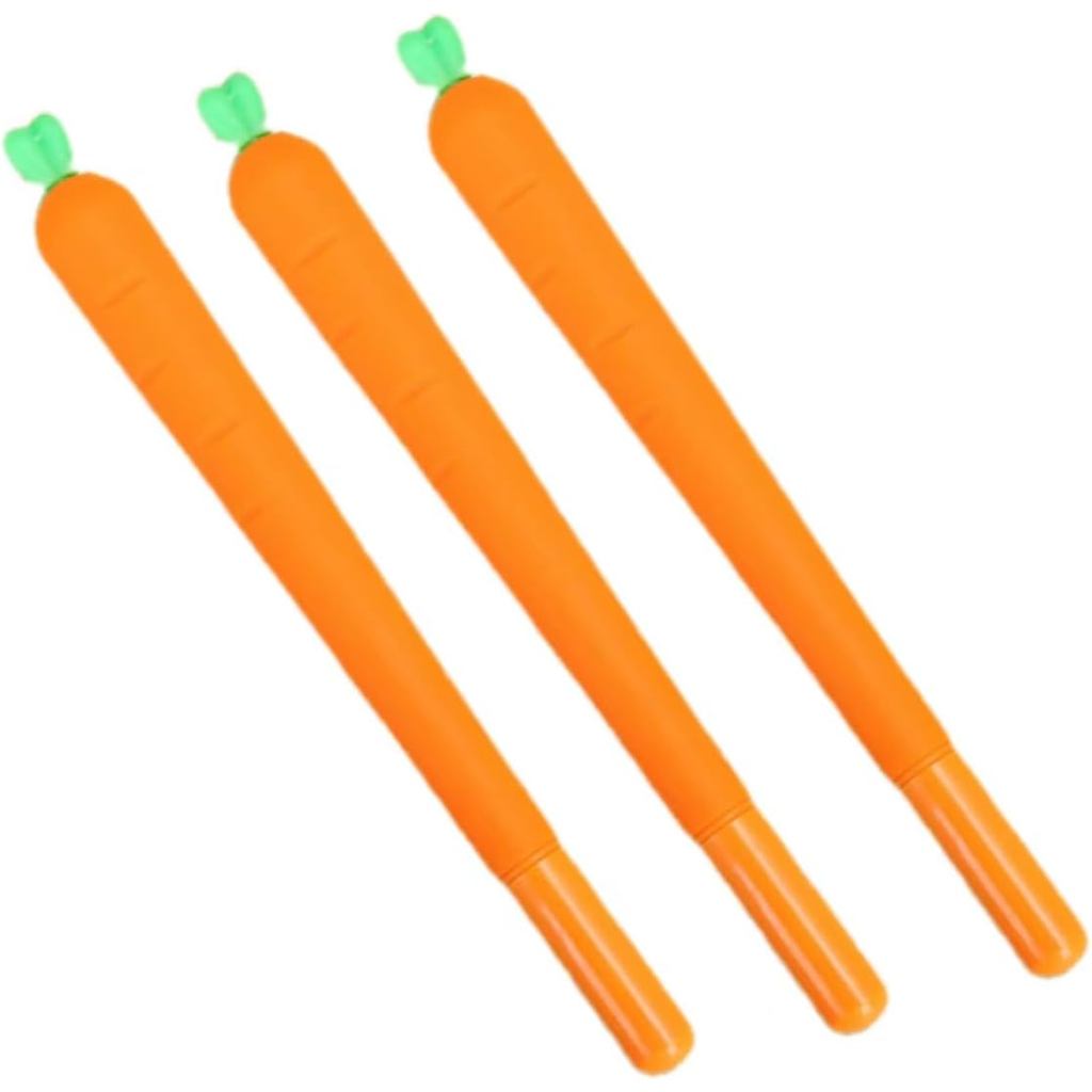 3 Pc Orange School Company Writing Gel Pen, Creative Classic Cute to Write Smoothly Funny Carrot 0.5mm Black Gel Ink Wri