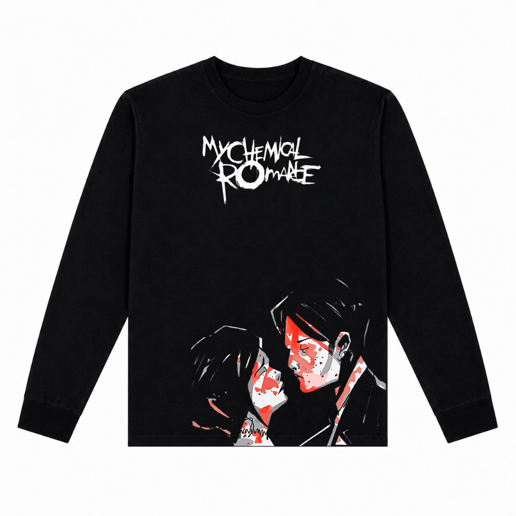 Camiseta De Manga Longa Camisa Streetwear Rock Punk Emo My Chemical Romance Gótica Alternativa Opium Y2K Swag Banda