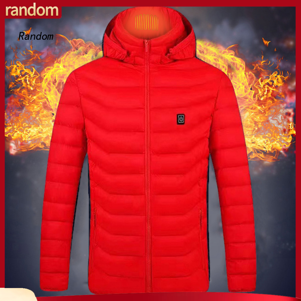 Men Heated Coat Hooded Men's Jacket with Hood Usb Rechargeable Electric Winter 3 Adjustable Temperature Settings Quick H