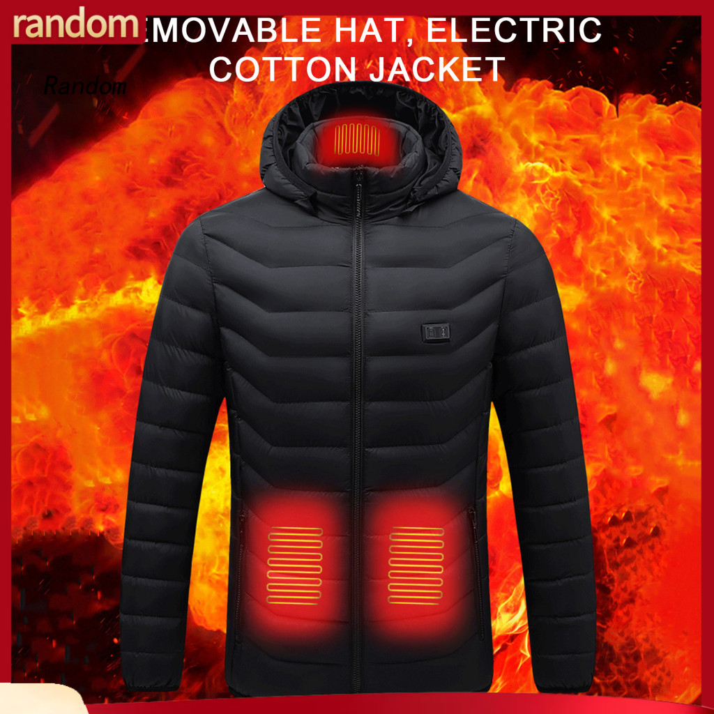Outdoor Jacket Winter Hooded Coat Electric Usb Powered 9 Heating Zones Thick with Pockets Zipper Neck Protection Unisex