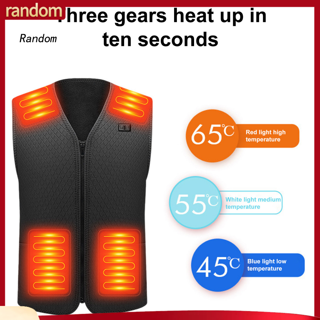 Carbon Nanofiber Heating Element Vest with 3 Winter Electric Usb Rechargeable Unisex Fast Gear Adjustable for Outdoor