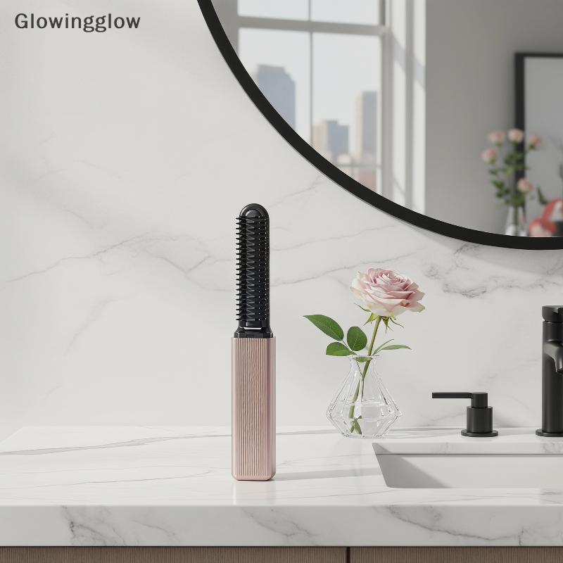 GLW Wireless Bangsb Carregamento USB Mini Escova De Cabelo Liso Unissex Aquecida Brilho