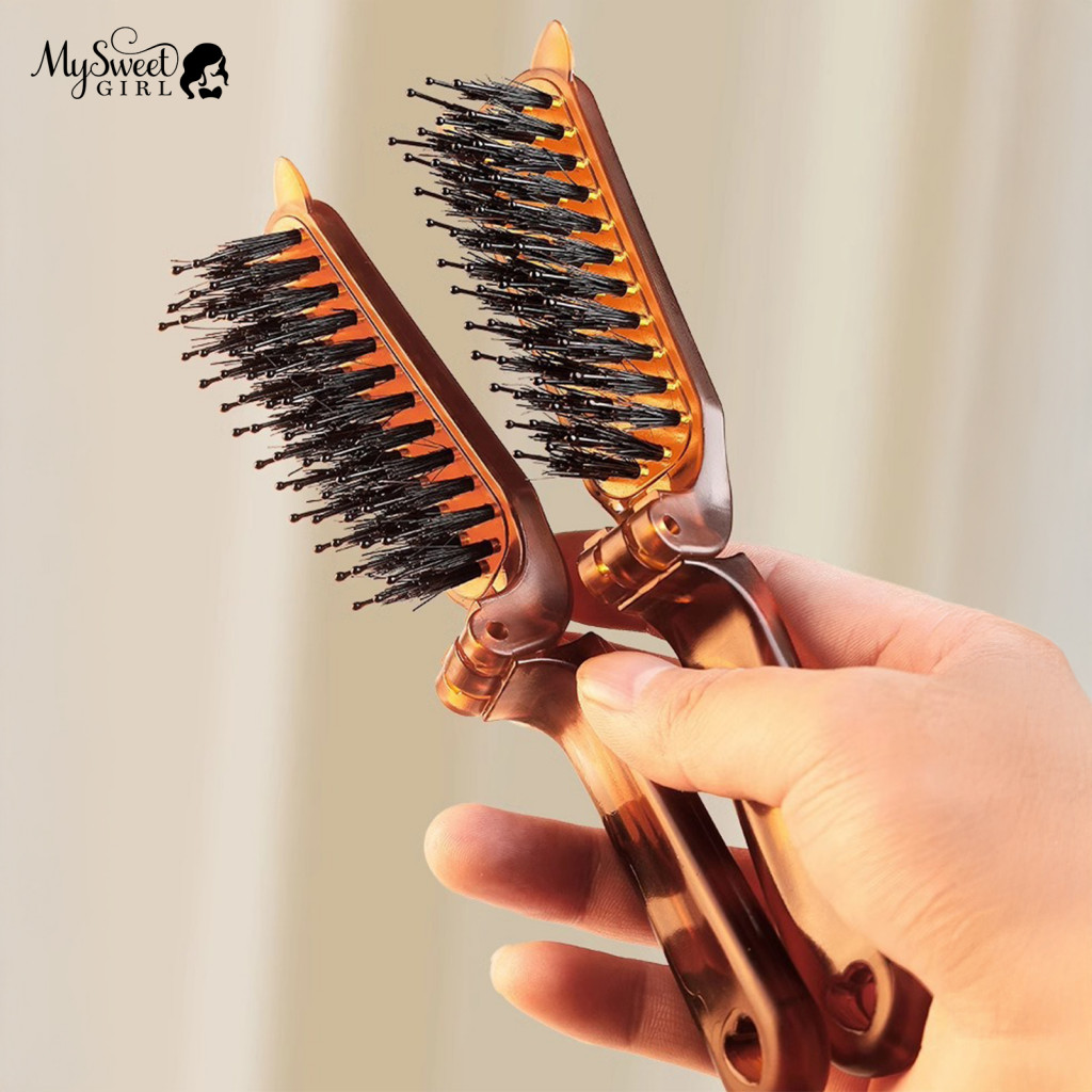 Portable Hair Brush Travel Size Comb 1/2/3 Pcs Boar Bristle Foldable for Men Women – Detangling Styling Suitable for T