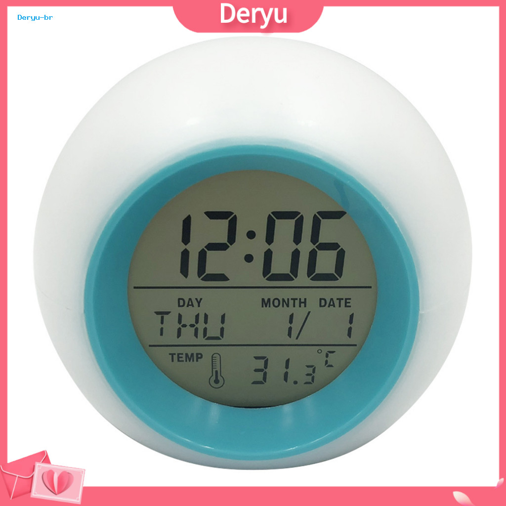 Digital Clock Temperature Detect Alarm with Colorful Led Light Display Snooze Function Battery Operated for Bedroom for