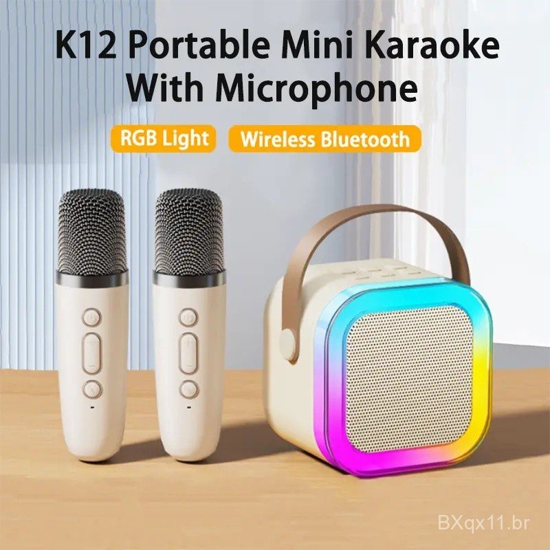 K12 Bluetooth Speaker Portable Mini Karaoke With Bluetooth Microphone Machine RGB Light For Party Home KTV