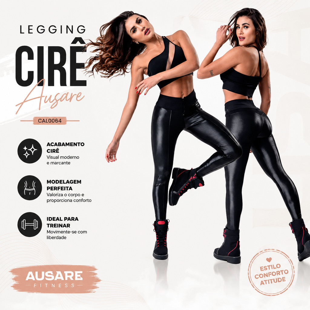 Calça Legging Feminina Cirê Ausare CAL0064 Academia Fitness Treino Musculação Esporte Caminhada e Uso Diário Confortável