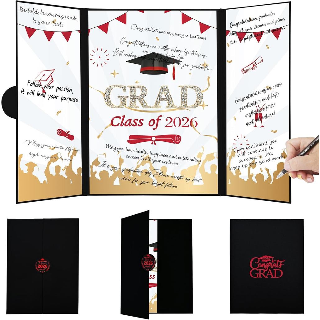 Togvu 2026 Graduation Signature Book, Creative Black Red Graduation Congrats Guest Book Alternative, 2026 Graduate Party