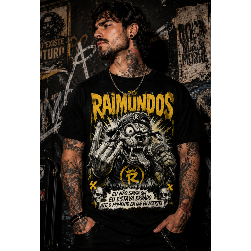 Camiseta Raimundos Rock Nacional Punk Streetwear  Preta Estampa Full Print 100% Algodão
