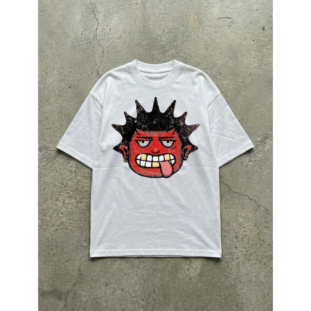 Camiseta Oversized Grunge Personagem Punk Rock Estilo Y2K Streetwear Unissex Algodão