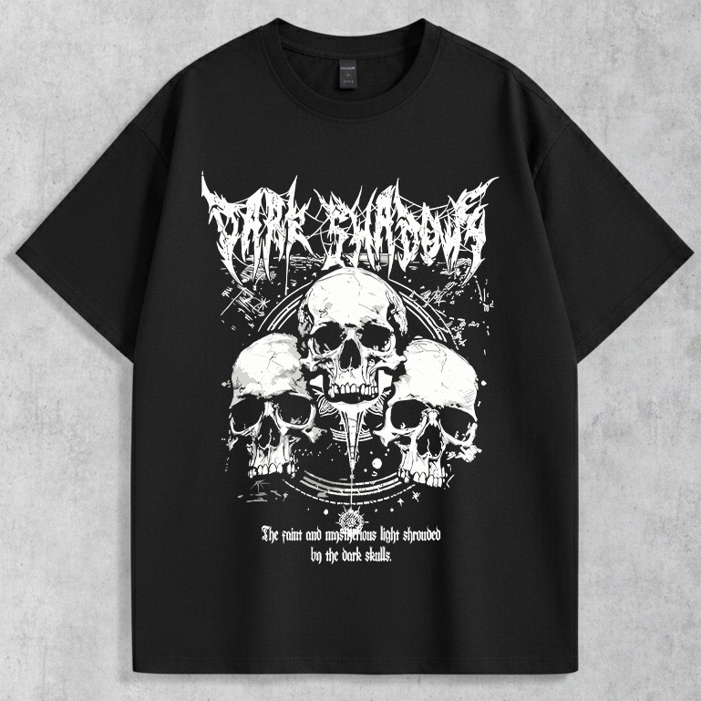 Camiseta Básica Caveira Punk Dark Blusa 100% Algodão Rock Streetwear Lançamento