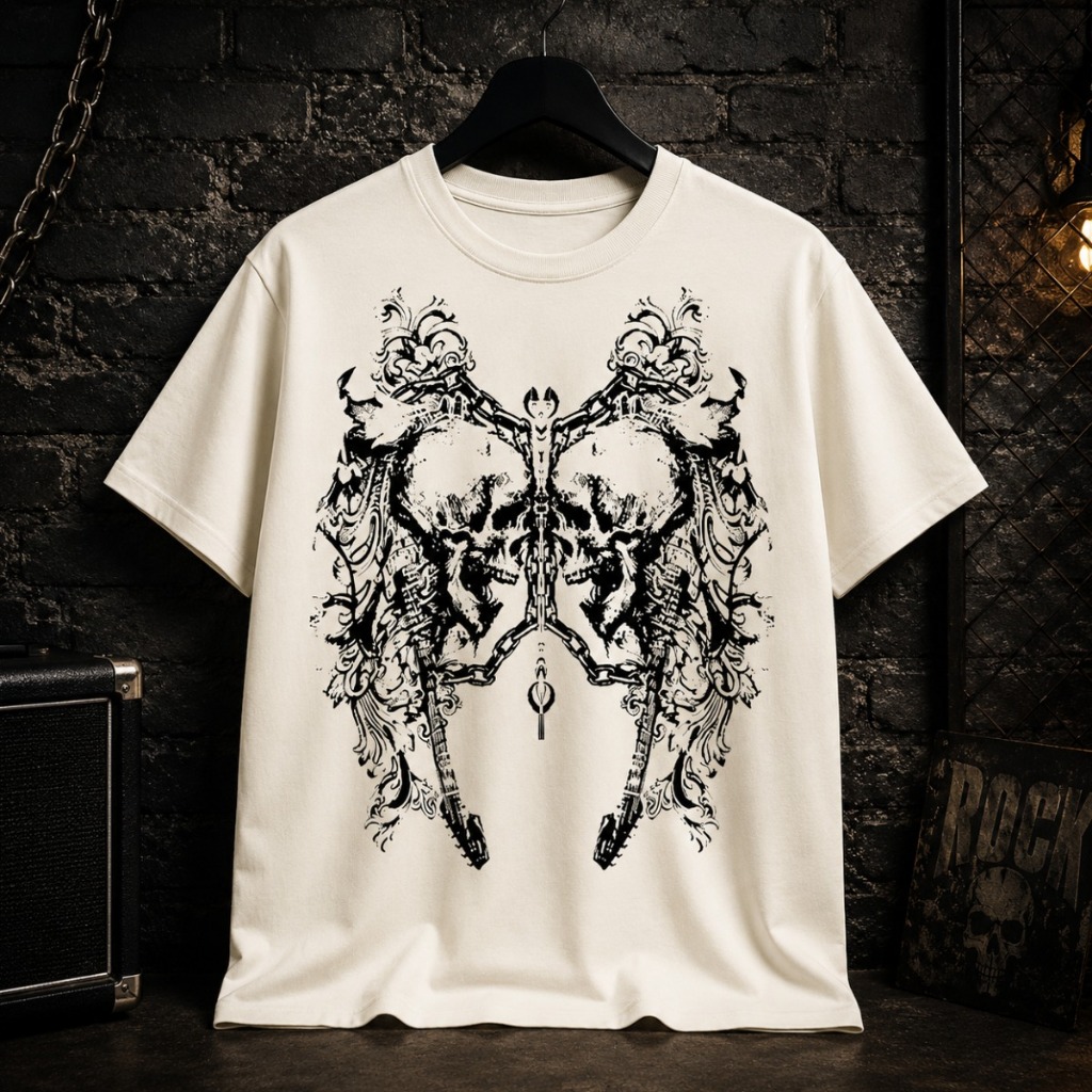 Camiseta Masculina Estilo Gótico Punk Streetwear Caveira Blusa Gola Redonda