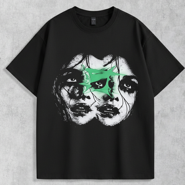 Camiseta Básica Masculina Estilo Gótico Punk Mulher Streetwear Blusa Feminina