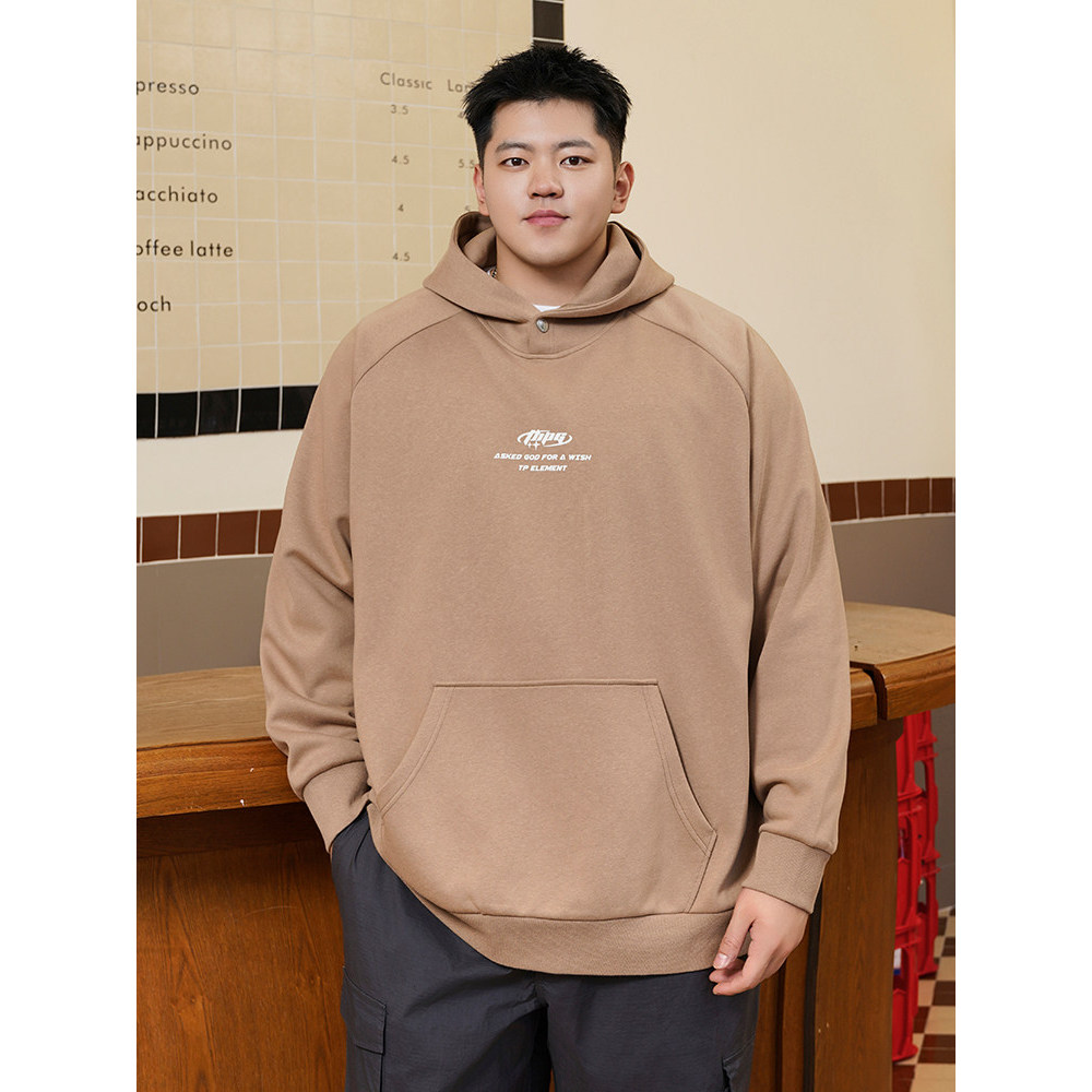 THE PANG Street Wear plus Size roupas masculinas 2024 outono solto manga Raglan moletom com capuz gordo mais gordura mai