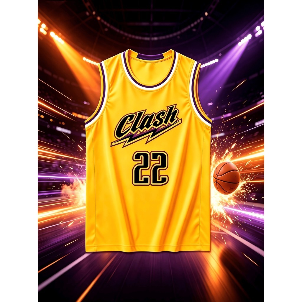 1 peça amarela com gola redonda No. 22 Colete de Basquete Uniforme de Competição Colete Esportivo de Basquete Americano