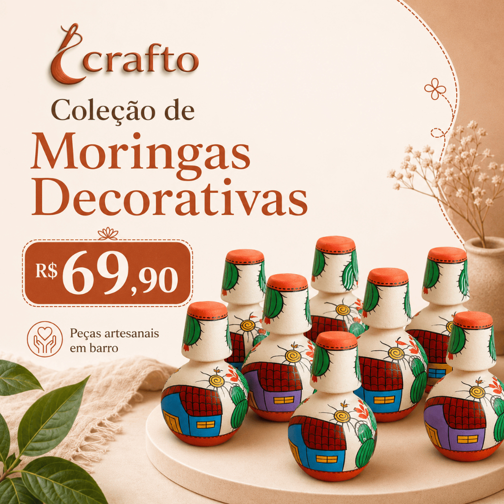 MORINGA DECORATIVA AMARELA EM BARRO 15 X 12 CM 1ª COR DA COLEÇÃO ARTESANAL  COR E BRASILIDADE