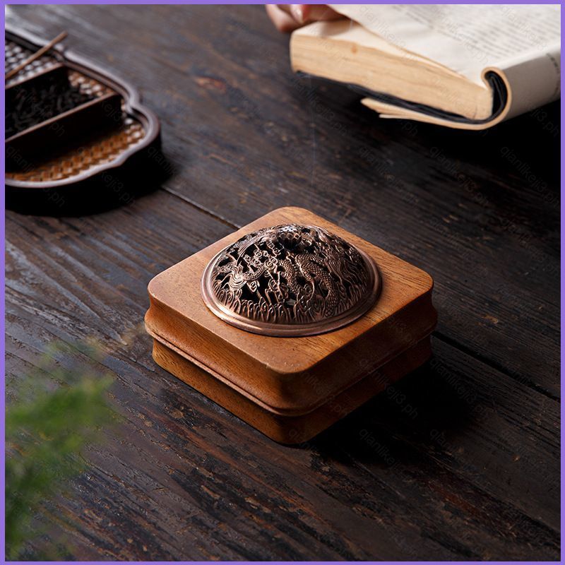 QL3 Queimador De Incenso De Madeira De Nogueira Suporte Quadrado Redondo Para Sândalo Agarwood Home Tea Room Decor Gift