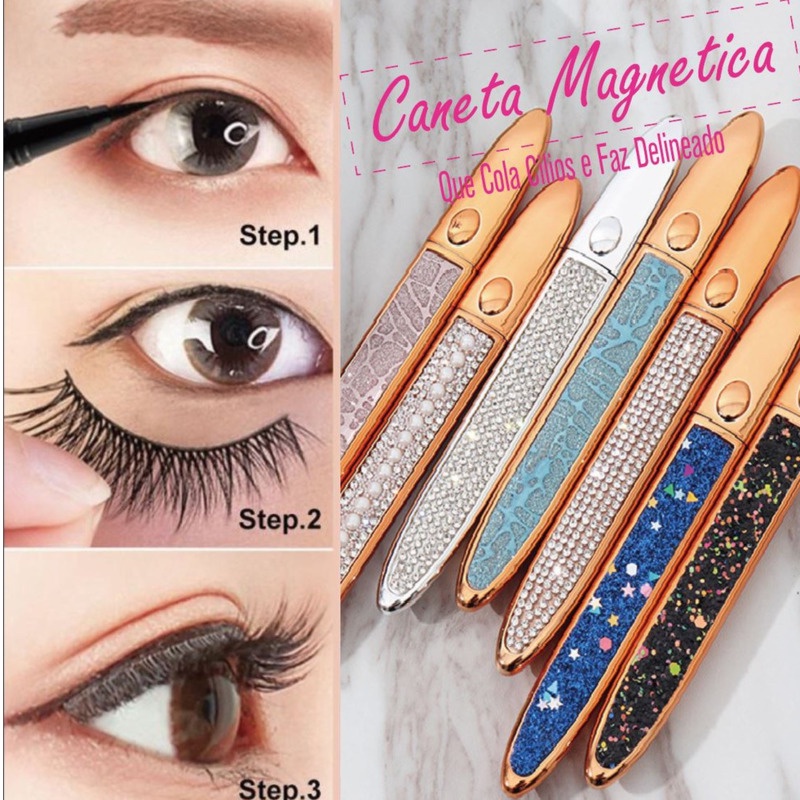 Caneta Lápis Delineador Para Cílios Magnéticos P/ Agua popular  Magnetica Que Cola Cilios e Faz Delineado Aplicacao Postiços A Prova Da agua