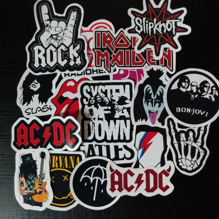 Pacote com 15 Adesivos Variados - Rock roll