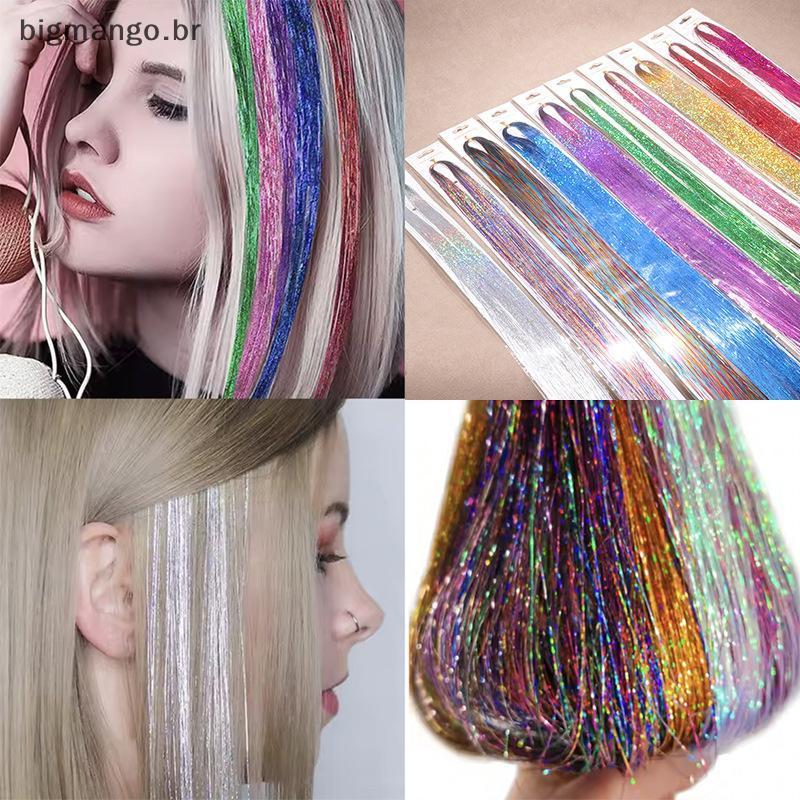 BIBR Brilhante Cabelo Tinsel Thi Fios 90cm Arco-Íris Bling Extensões De Para Mulheres Night Club Party Dress Up .