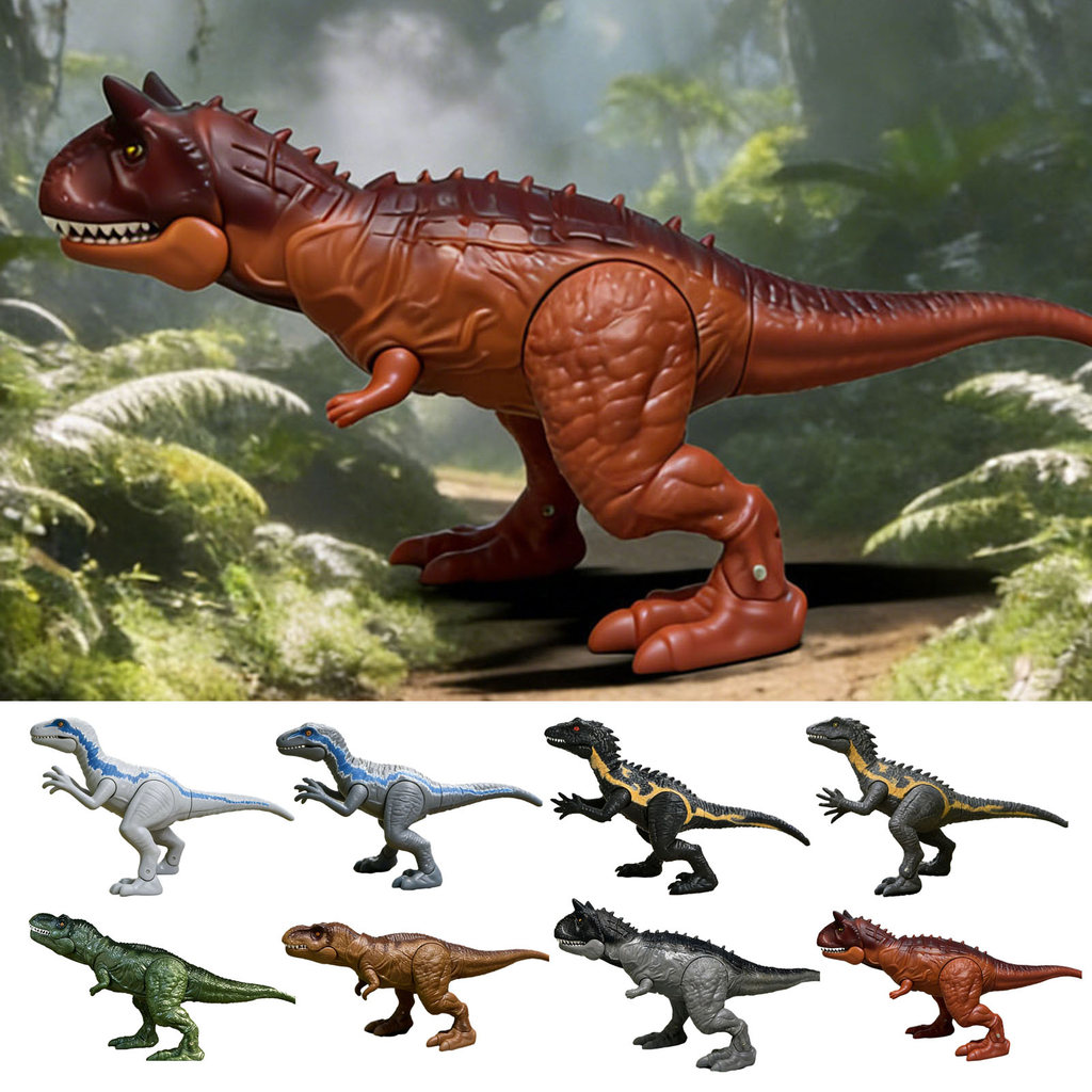 Amocas Kids Dinosaur Toy Com Som Leve Articulações Móveis Roaring Tyrannosaurus Rex Carnotaurus Velociraptor Figura Cria