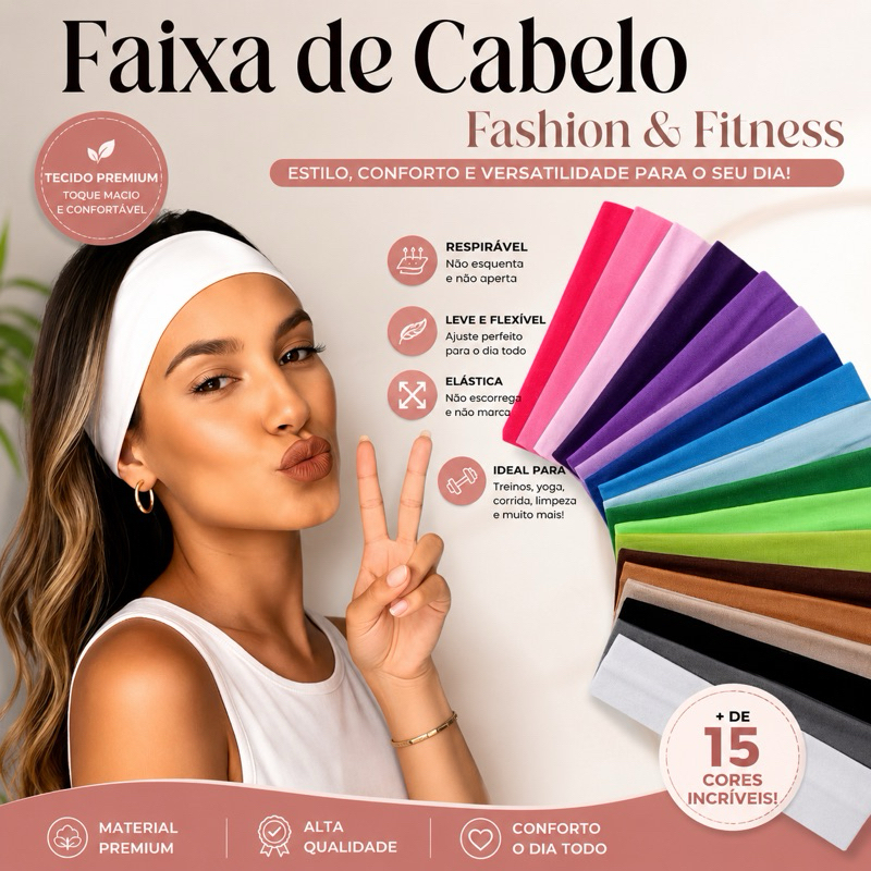 ✨ Kit Faixa de Cabelo Feminina Sortida 💖 | Faixa Blogueira, Skincare 🧖‍♀️ Academia 🏋️ Moda 👗