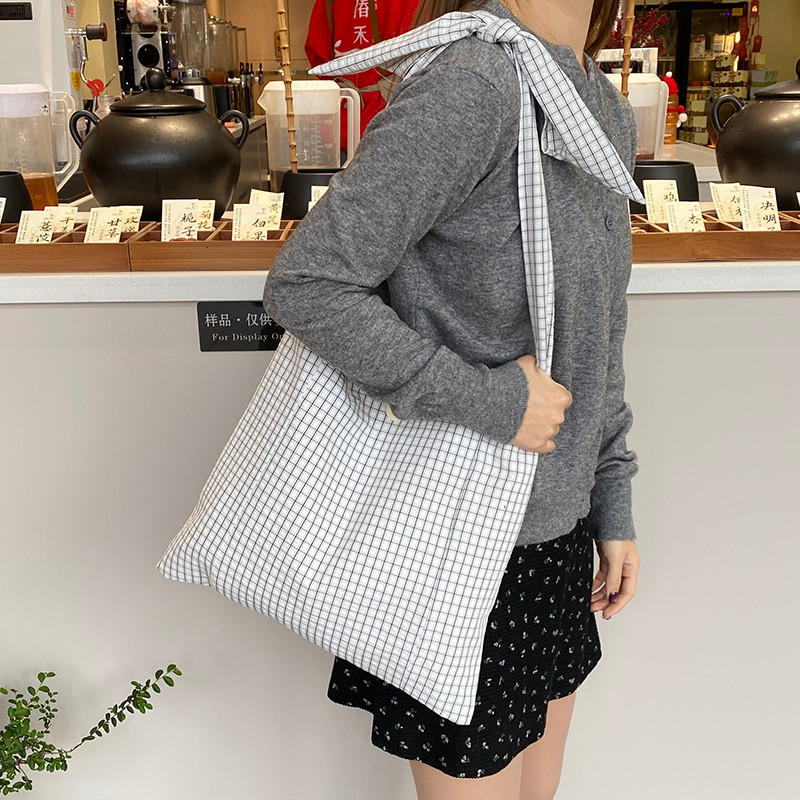 2025 novo estilo bolsa de lona de grande capacidade feminina listrada bolsa de ombro estudante classe Commuter sacola