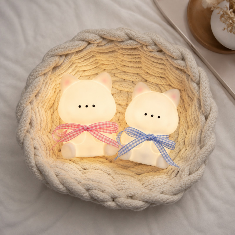 Luminária Noturna Gatinho Luz Branca Infantil Decorativa