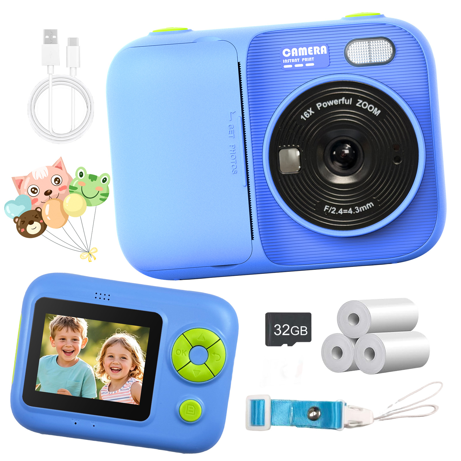Mini Impressora Fotográfica Infantil Câmera Digital De Impressão Instantânea Para Crianças Lente De Tiro De Alta Definiç